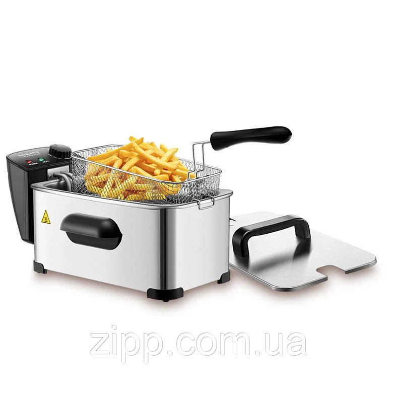 Фритюрниця масляна Sokany SK-10075 3,5 л із сіткою електрична, фото 1