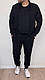 Чоловічий спортивний костюм без капюшону на замку чорний весняний осінній, фото 2