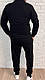 Чоловічий спортивний костюм без капюшону на замку чорний весняний осінній, фото 3