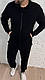 Чоловічий спортивний костюм без капюшону на замку чорний весняний осінній, фото 4
