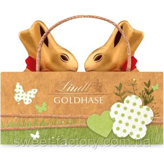 Шоколадні кролики Lindt Natur Edition Goldhasen-Tasche 2s 100g, фото 1