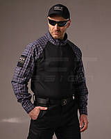 Убакс бойова сорочка URBAN Стрейч у клітку Синьо-біла