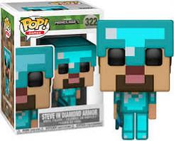 Фігурка Funko Pop Фанк Поп Minecraft Steve in Diamond Armor Майнкрафт Стів в Алмазній броні 10см MC 322
