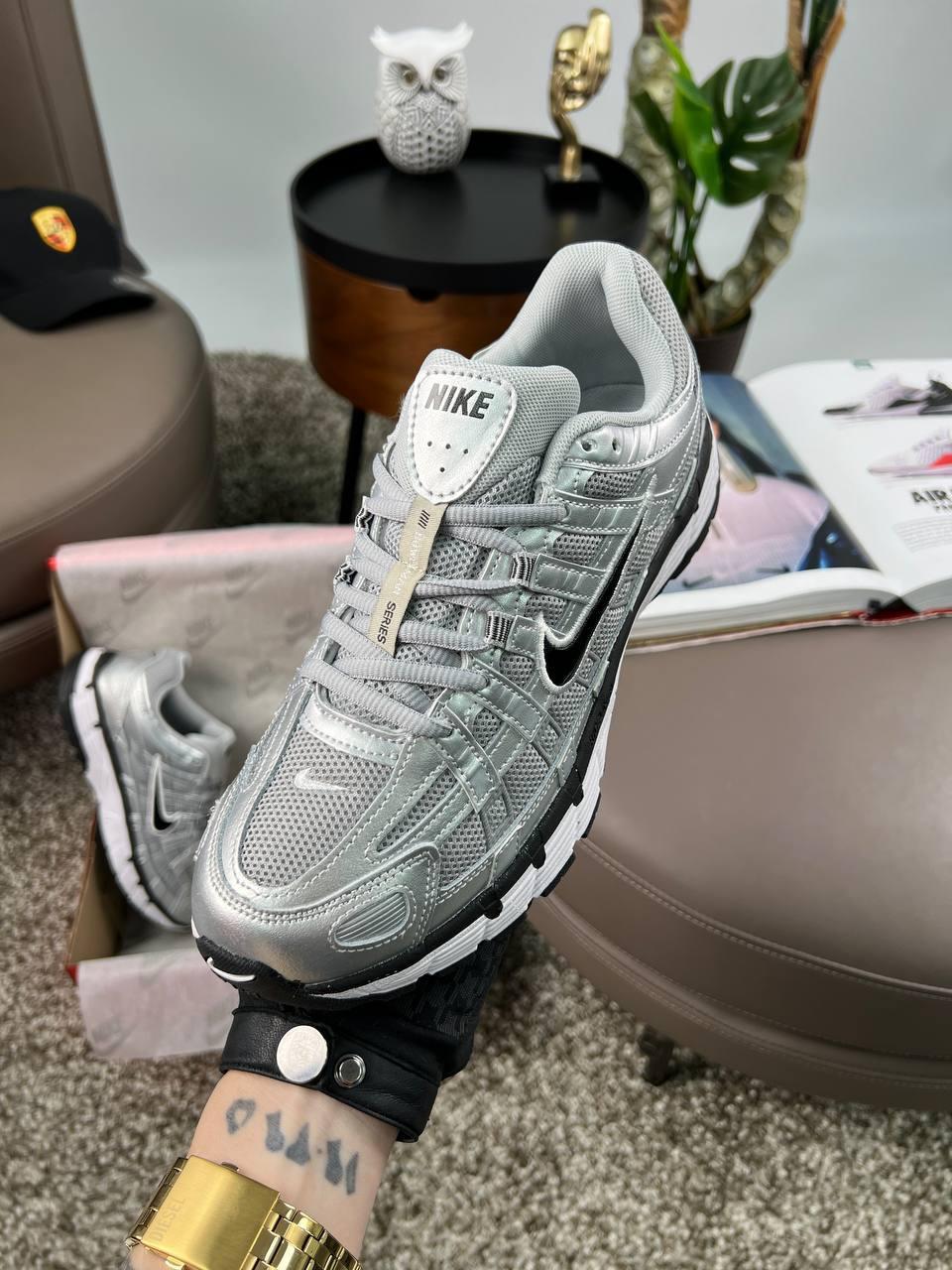 Чоловічі кросівки шкіряні текстиль Nike P-6000 M Silver Black, кеди Найк шкіра текстильні. Чоловіче взуття
