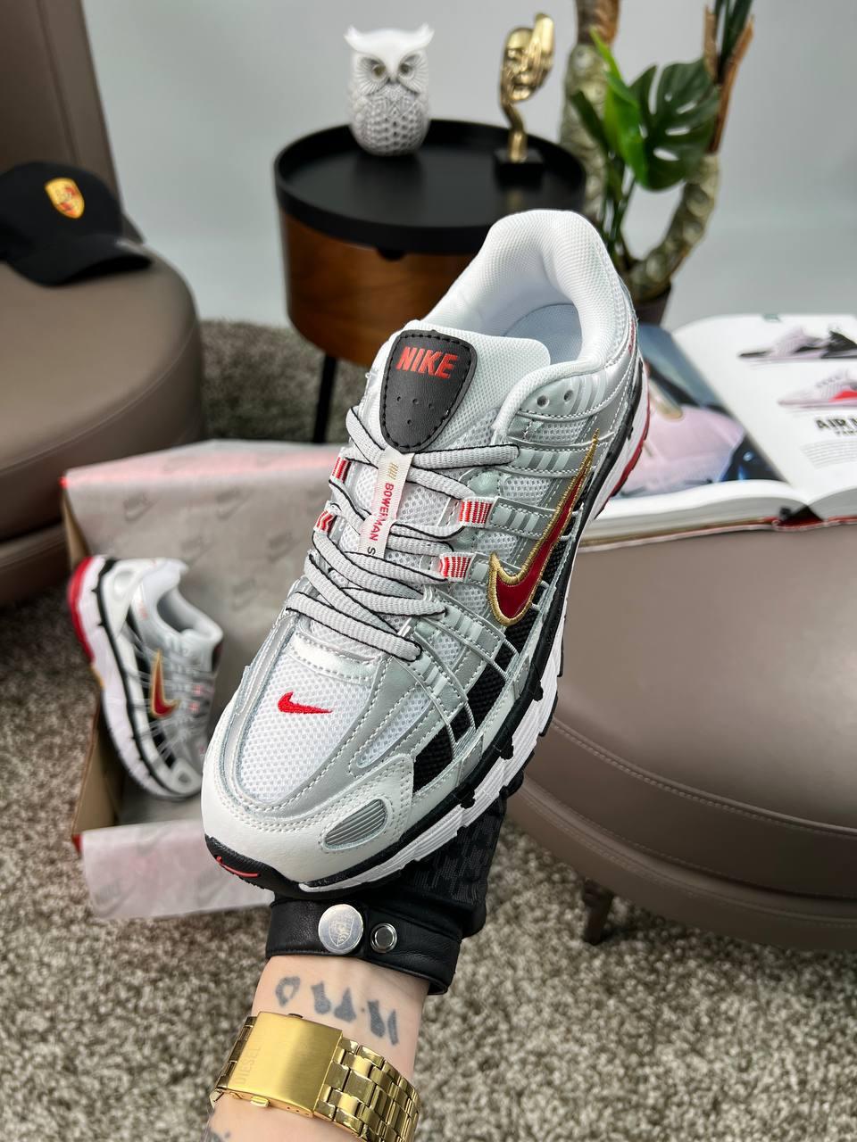 Чоловічі кросівки шкіряні текстиль Nike P-6000 M White Black Red, кеди Найк шкіра текстильні. Чоловіче взуття
