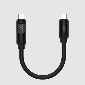 Кабель USB-C на USB-C HAGiBiS SX02 з LED-дисплеєм і зарядкою 240W (0.25 м), Black