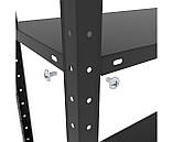 Стелаж металевий розбірний на болтах 1500х750х300, 4 полиці фарбований метал 35кг/полку Чорний Стелаж лофт, фото 3