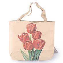 Сумка для вишивання бісером Весняночка "Тюльпани", беж, СВ33, 42*34*10 см, ручка 58 см ЮМА