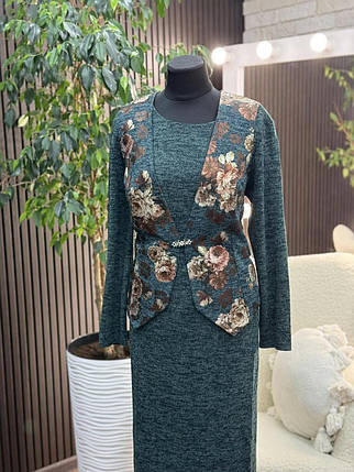 Стильний комплект сукня + жакет, тканина "Ангора" розмір 54, фото 2