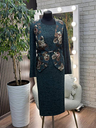 Стильний комплект сукня + жакет, тканина "Ангора" розмір 54, фото 3