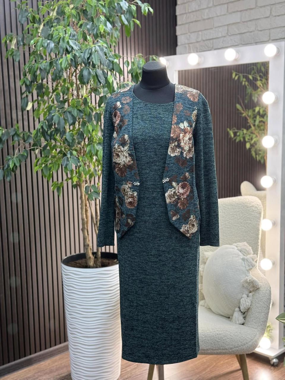 Стильний комплект сукня + жакет, тканина "Ангора" розмір 54