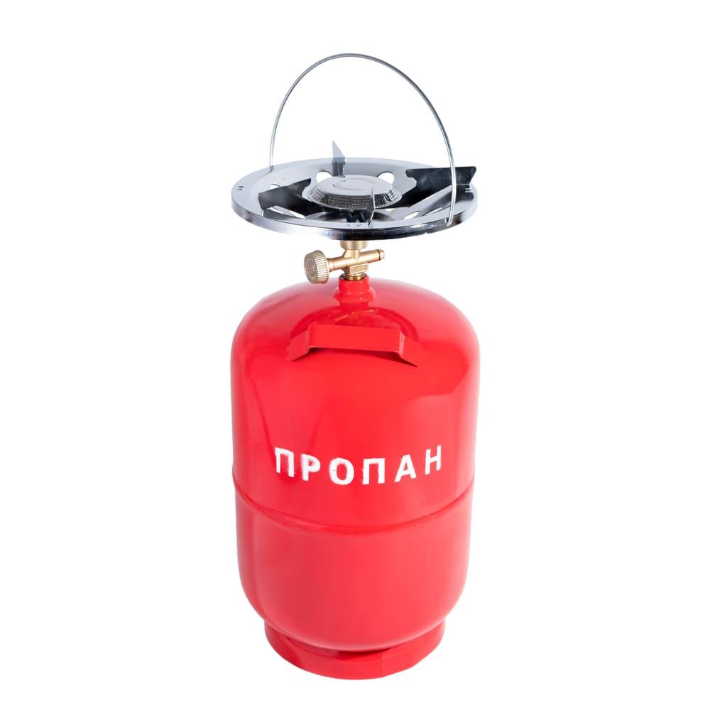Газовий балон 12 л з пальником 22 см для кемпінгу.