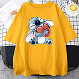 Жіноча повсякденна футболка оверсайз з принтом Стіч, фото 3