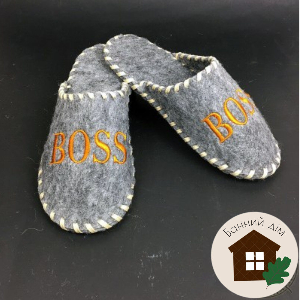 Тапки повстяні плетені (сірі)"Boss", фото 1