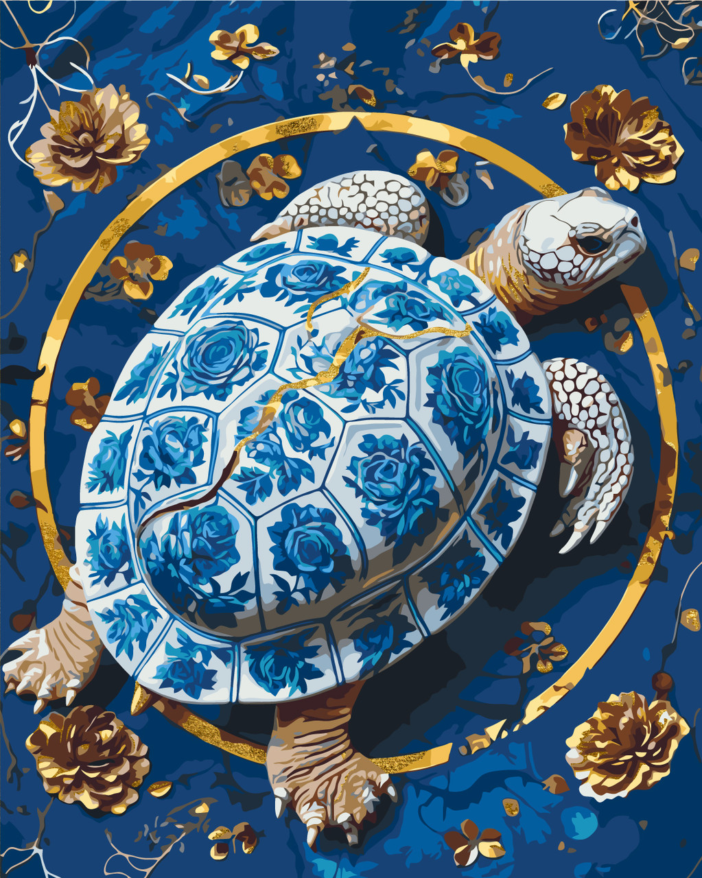 Картина за номерами Черепаха з фарбами металік 40*50 см Орігамі LW 3446, фото 1