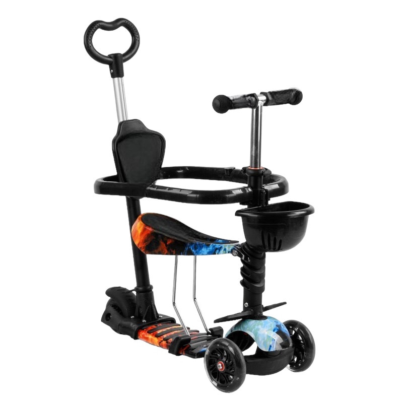 Триколісний самокат Scooter 5 в 1 "Вогонь та лід" з бортиком 1+
