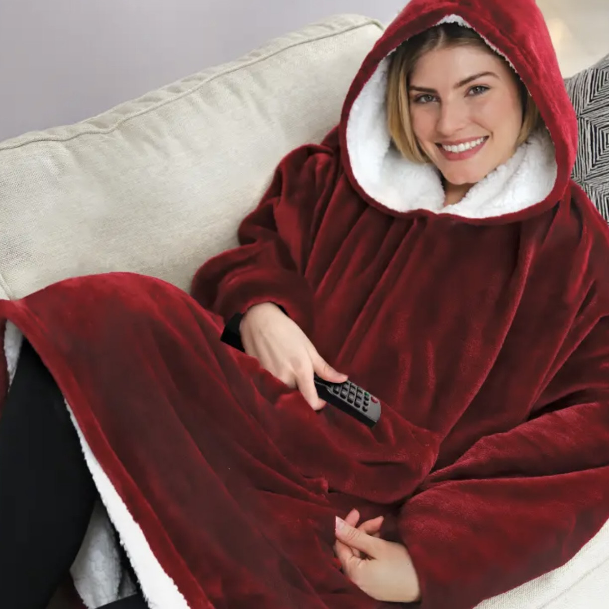 Толстовка з капюшоном Hoodie 3-в-1 бордовий двосторонній.