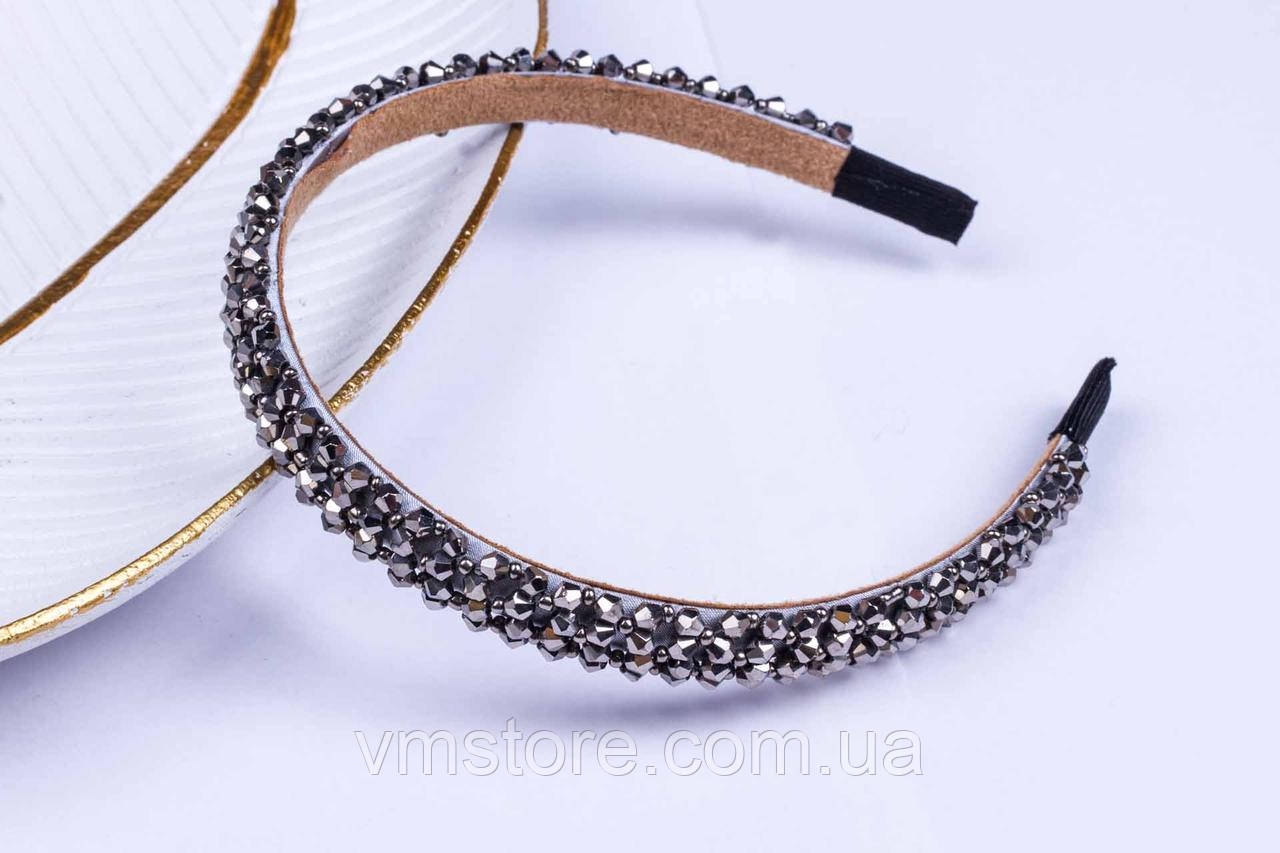 Обруч для волосся з кришталевими намистинами, ошатний обідок на голову, фото 1