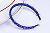 Обруч для волосся, кришталеві намистини, склярус, яскраво-синій,, фото 6