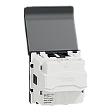 Розетка з з/к, зі шторками, з кришкою, 16А, гвинтові зажими, антрацит, фото 3