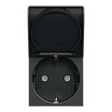 Розетка з з/к, зі шторками, з кришкою, 16А, гвинтові зажими, антрацит, фото 4