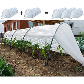 Комплект 1+1=3 парник 15 м."Пролісок" (6+6+3 м) Щільність агроволокна 42 г/м2 Парники дачні для рослин