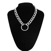 БДСМ кольє-ланцюг із круглим кільцем, регульоване, 40+7 см