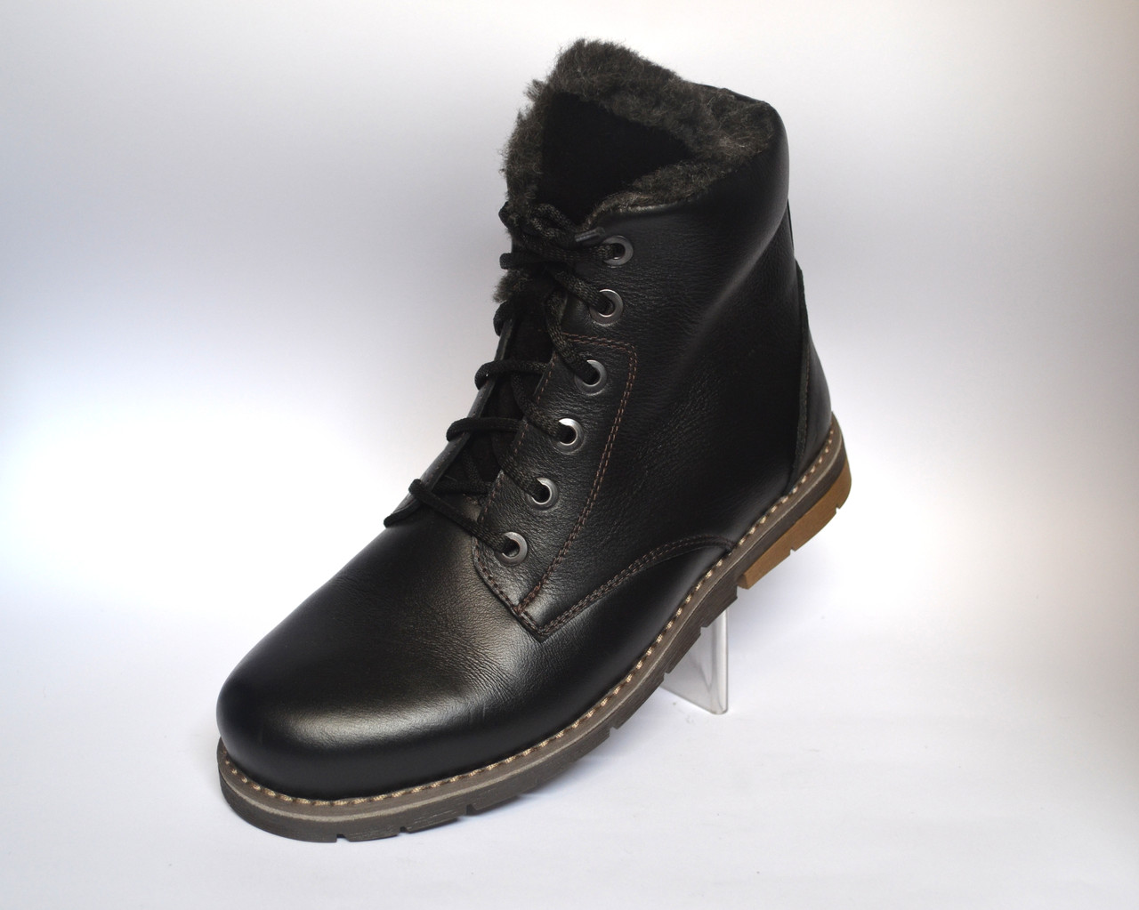 Шкіряні зимові чоловічі черевики натуральні Rosso Avangard. Whisper Black Street чорні