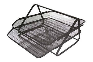 Лоток для паперів металевий горизонтальний на 2 відділення ООПТ чорний