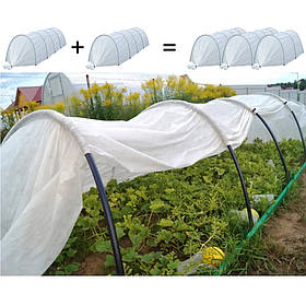 Комплект 1+1=3 парник "Пролісок" 12 м (5+5+2) Щільність агроволокна 42 г/м2 Парники садові для рослин