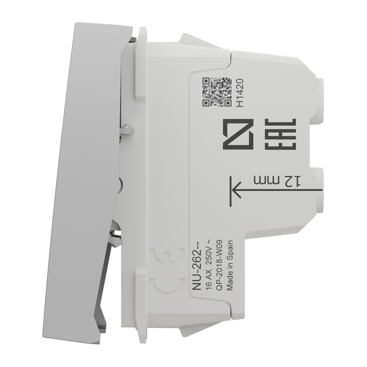 Двополюсний вимикач 16А 2 модуль алюміній - фото 1 - id-p2527199729