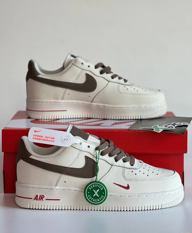 Чоловічі Кросівки Nike Air Force 1 low essential mocco brown white Найк Аір Форс бежеві шкіряні низькі