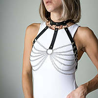 BDSM хомут із ланцюгами, (Розмір універсальний), екошкіра