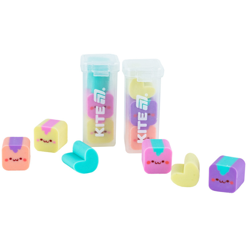 Набір гумок у пластиковому боксі Kite Minies K24-146, асорті, 3 шт.