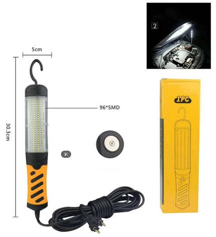 Світильник ліхтар для СТО з гачком і магнітом BL-9096SMD Світлодіодна переносна лампа з подовжувачем YU227, фото 1