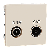 Розетка R-TV SAT один вихід, 2 модулі, бежева Unica New Studio, фото 4