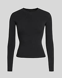 Бавовняна футболка-лонгслів приталена чорна