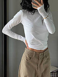 Бавовняна футболка-лонгслів приталена біла