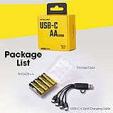 Батарейки AA акумуляторні Nitecore NH2400 з роз'ємом USB Type-C на 1.5V/2400mAh, фото 4