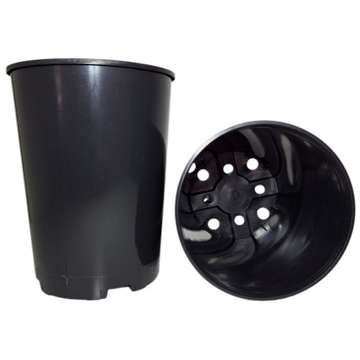Горщик високий для троянд 2 л. d - 14, h - 18 см, круглий пластиковий чорний Don-Kwiat, фото 1