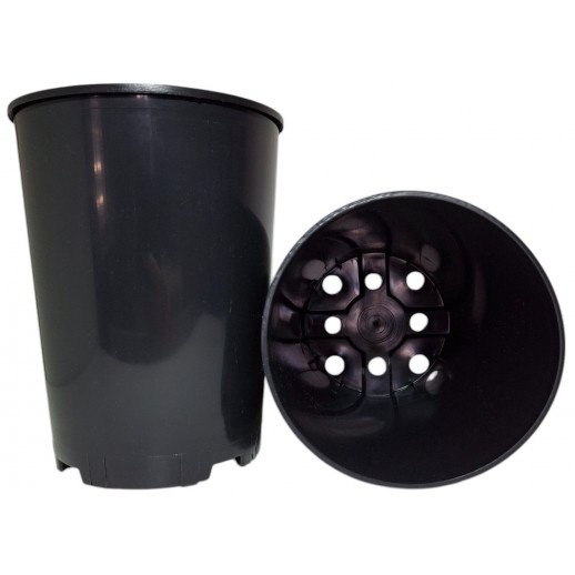 Горщик високий для троянд 3 л. d - 16, h - 20.5 см, круглий пластиковий чорний Don-Kwiat, фото 1
