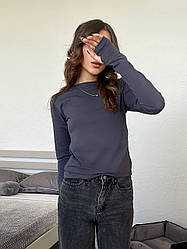 Бавовняна футболка-лонгслів приталена сіра