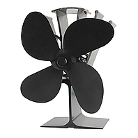 Вентилятор камінний із лопатями Fan 4-Blade Black Model A, термоелектричний вентилятор для буржуйки
