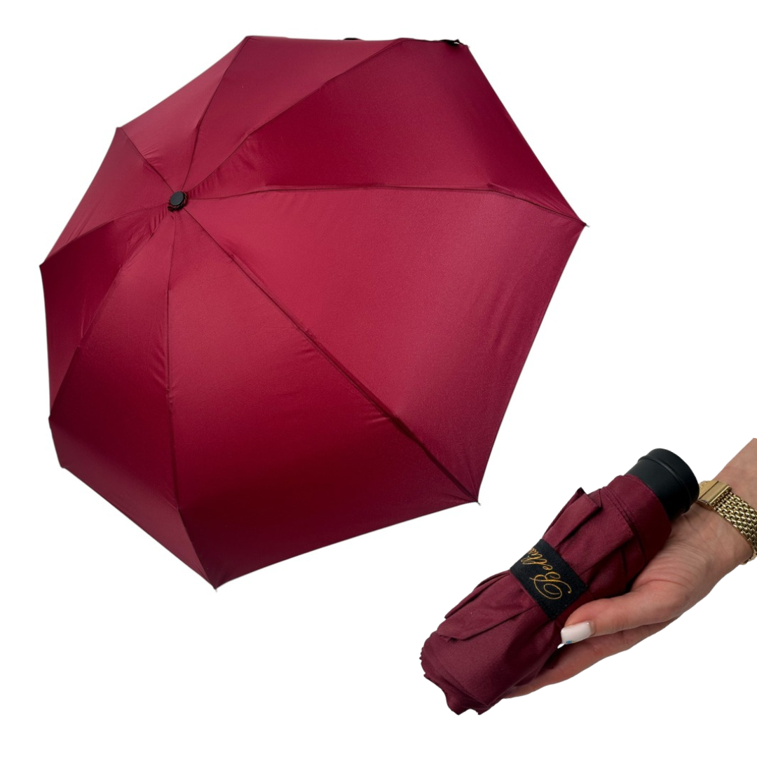 Кишенькова жіноча механічна міні-парасоля на 8 спиць від Bellissimo, бордовий, SL 02403-1