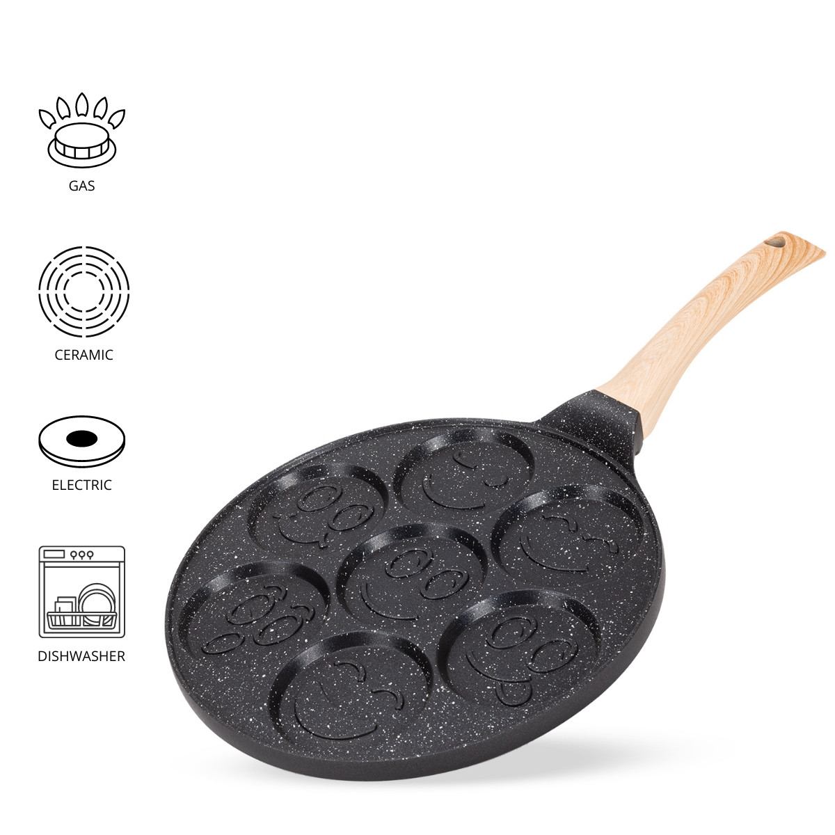 Сковорода для оладок Посмішки кругла з антипригарним покриттям 26 см Kamille KM-4214, фото 1