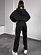 Жіночий стильний базовий прогулянковий костюм дорога петля двонитка укорочена кофта на блискавці штани джоггери, фото 2