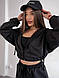 Жіночий стильний базовий прогулянковий костюм дорога петля двонитка укорочена кофта на блискавці штани джоггери, фото 5