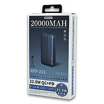Портативний зарядний пристрій (УМБ повербанк) Remax Tinyl Series 20Вт+22.5Вт PD+QC 20000MAH BLUE RPP-213, фото 2