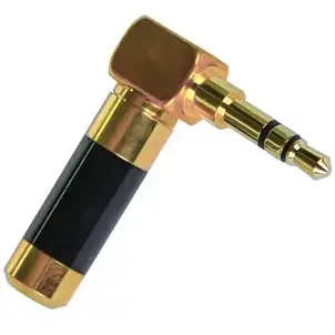 Штекер 3.5-мм стерео TCOM, кутовий, HQ, gold, чорний, металевий корпус, фото 1