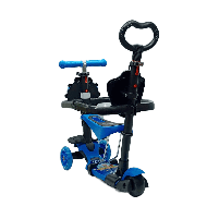 Самокат дитячий Best Scooter "Cosmo zoo" синій, із захистом і батьківською ручкою 69009, фото 3